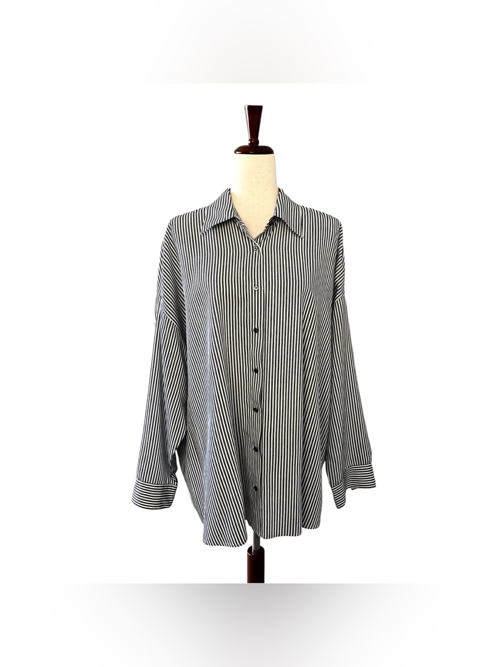 AGOLDE Roux Stripe Button-Front Shirt Solene Stripe Medium Oversized
